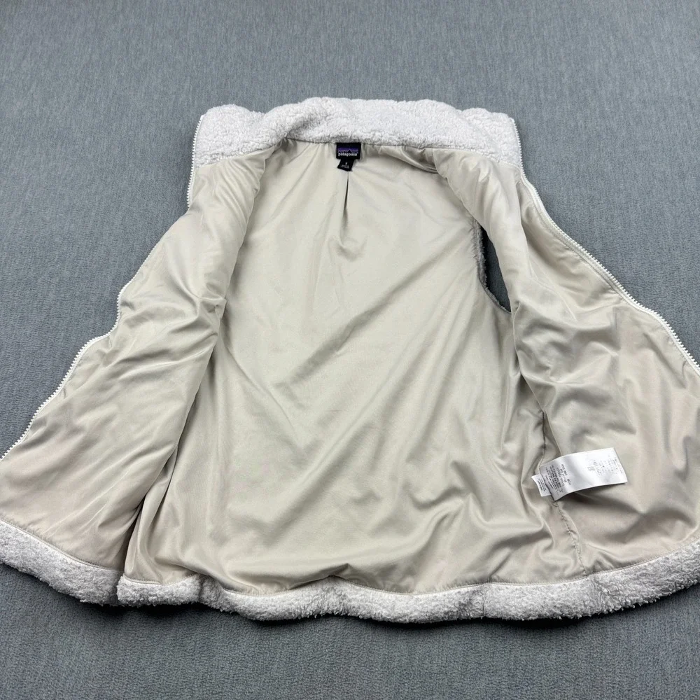 Patagonia Vest Women Small White Los‎ Gatos Fleece Full Zip Fuzzy Pocket 25215 - Picture 7 of 13